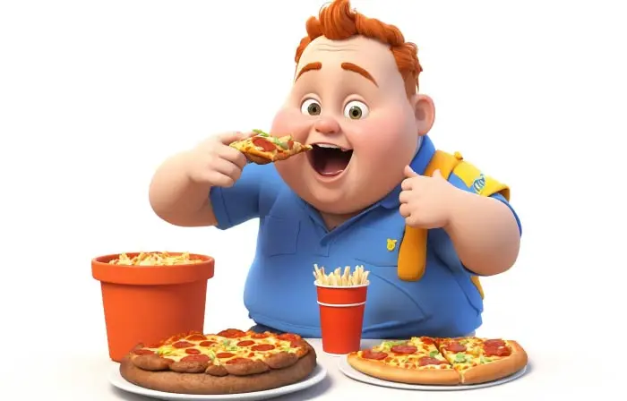 Junk Food and Boy 3D Cartoon Art Graphic Design Illustration image